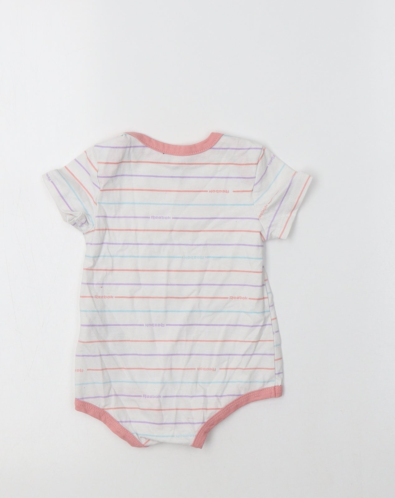 Reebok Baby White Striped Cotton Romper One-Piece Size 6-9 Months