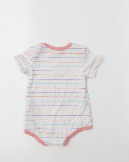 Reebok Baby White Striped Cotton Romper One-Piece Size 6-9 Months