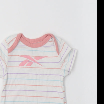 Reebok Baby White Striped Cotton Romper One-Piece Size 6-9 Months