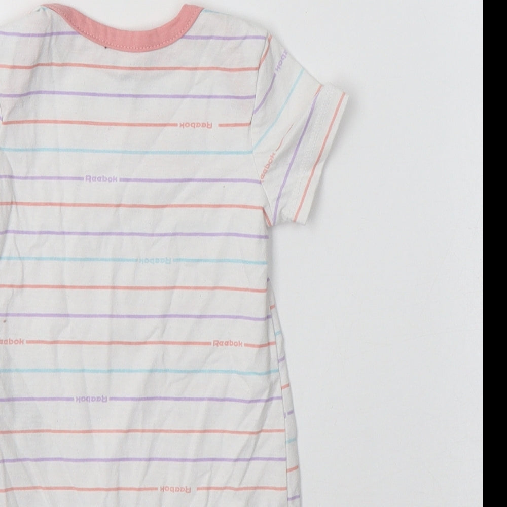 Reebok Baby White Striped Cotton Romper One-Piece Size 6-9 Months