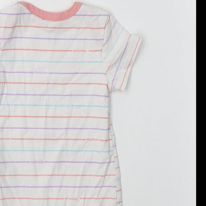 Reebok Baby White Striped Cotton Romper One-Piece Size 6-9 Months