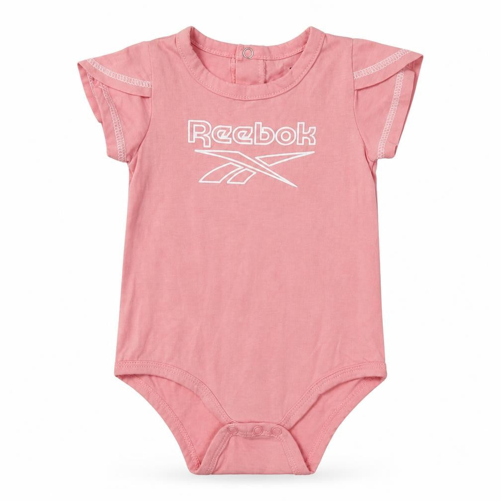 Front view of Reebok Baby Pink Cotton Romper One-Piece, size 6-9, Months
