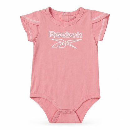 Front view of Reebok Baby Pink Cotton Romper One-Piece, size 6-9, Months