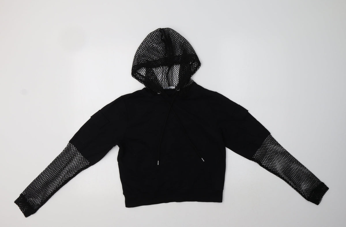 Additional front view of Select women’s black cotton pullover hoodie, size XS