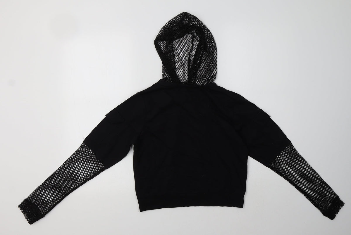 Back view of Select women’s black cotton pullover hoodie, size XS