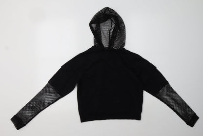Back view of Select women’s black cotton pullover hoodie, size XS