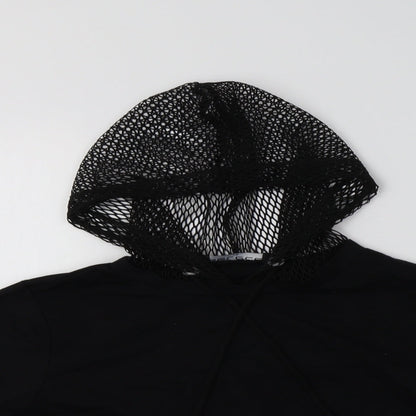 Close-up detail of Select women’s black cotton pullover hoodie, size XS