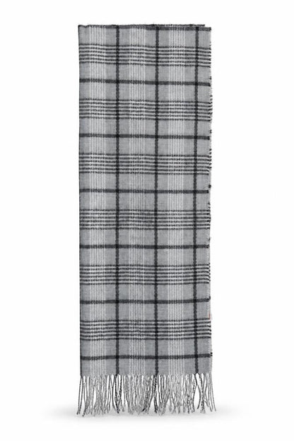 Front view of Preworn women’s grey check acrylic shawl/wrap