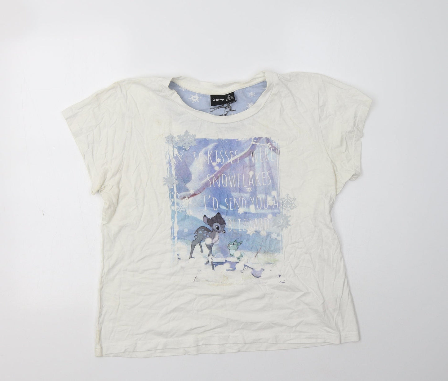 Primark Womens White  Cotton Top Pyjama Top Size M   - Bambi