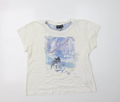 Primark Womens White  Cotton Top Pyjama Top Size M   - Bambi