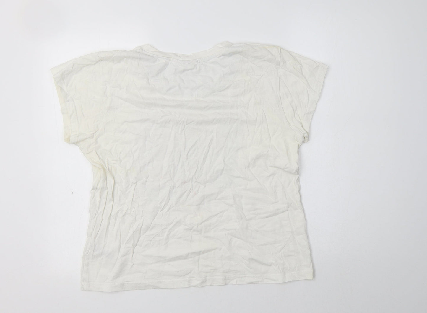 Primark Womens White  Cotton Top Pyjama Top Size M   - Bambi