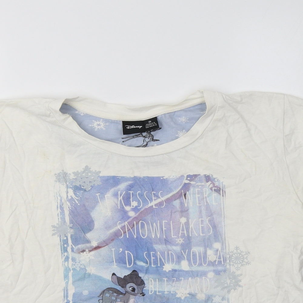 Primark Womens White  Cotton Top Pyjama Top Size M   - Bambi