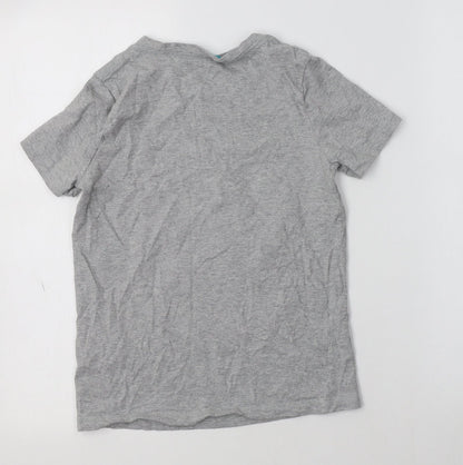 F&F Girls Grey  Cotton Basic Polo Size 8-9 Years Crew Neck  - Gaming