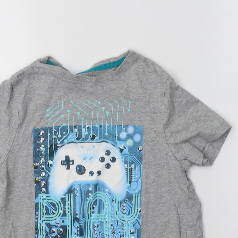 F&F Girls Grey  Cotton Basic Polo Size 8-9 Years Crew Neck  - Gaming