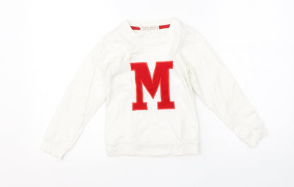 Additional front view of Preworn boys’ white round neck cotton jumper, size S