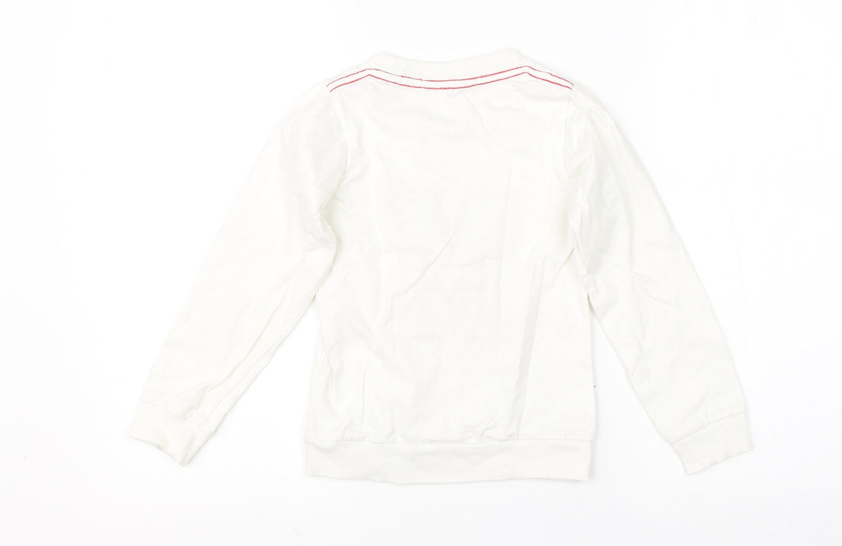 Back view of Preworn boys’ white round neck cotton jumper, size S