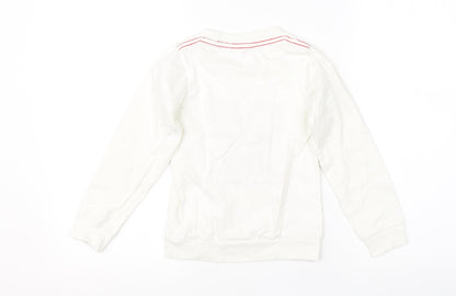 Back view of Preworn boys’ white round neck cotton jumper, size S