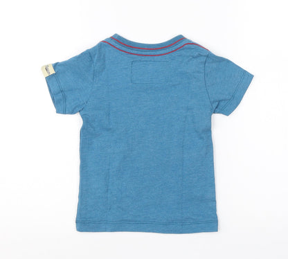 Back view of Kangaroo boys’ blue cotton basic t-shirt, size S, round neck