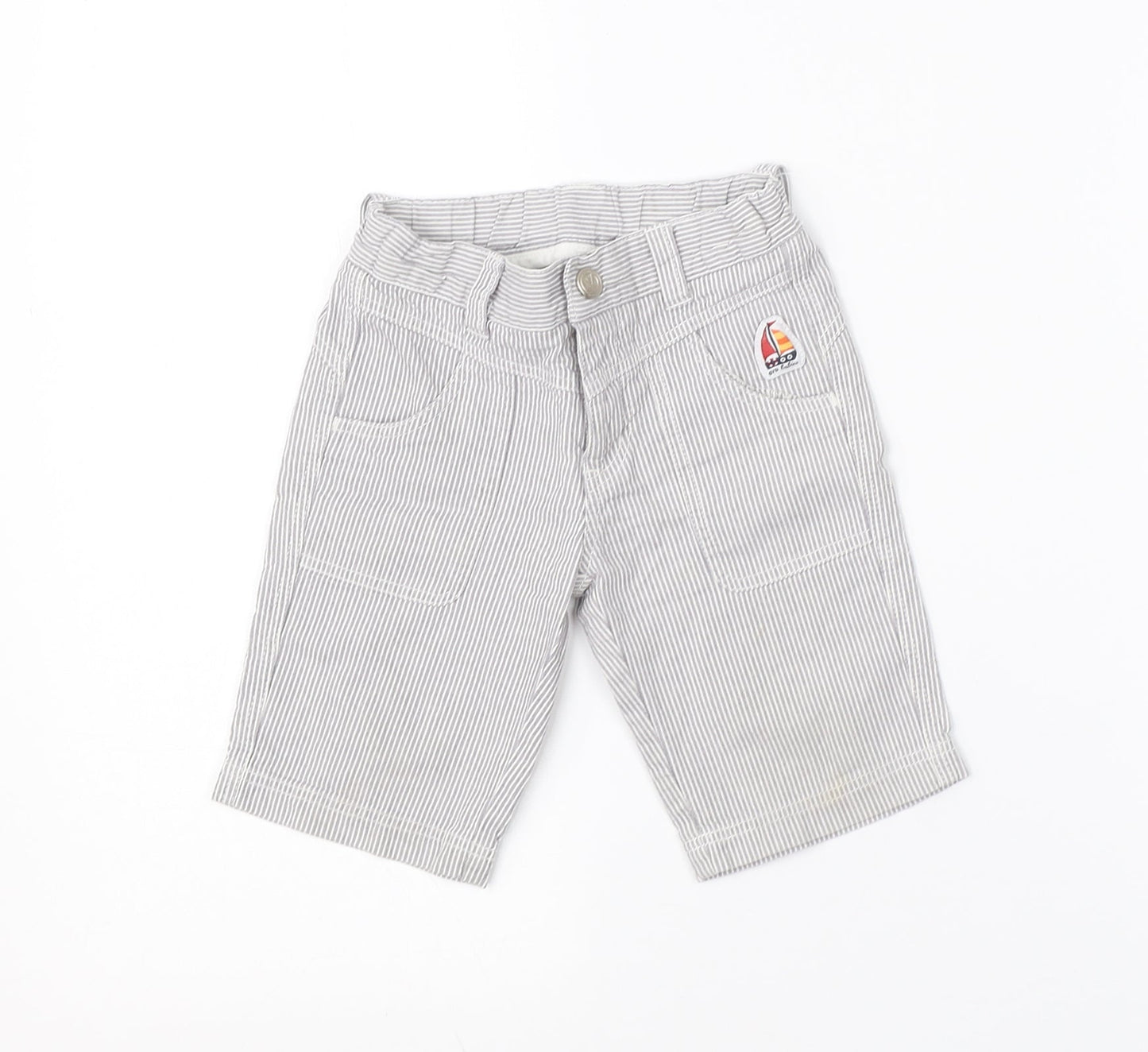 OVO Boys Grey Striped Cotton Cargo Trousers Size 12 Months
