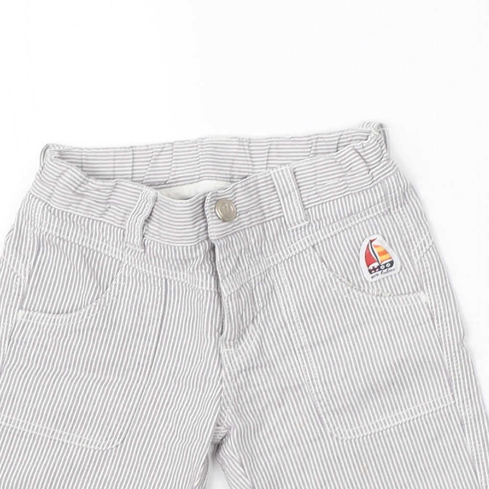 OVO Boys Grey Striped Cotton Cargo Trousers Size 12 Months