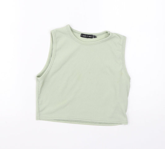 I SAW IT FIRST Womens Green  Polyester Basic T-Shirt Size 10 Round Neck