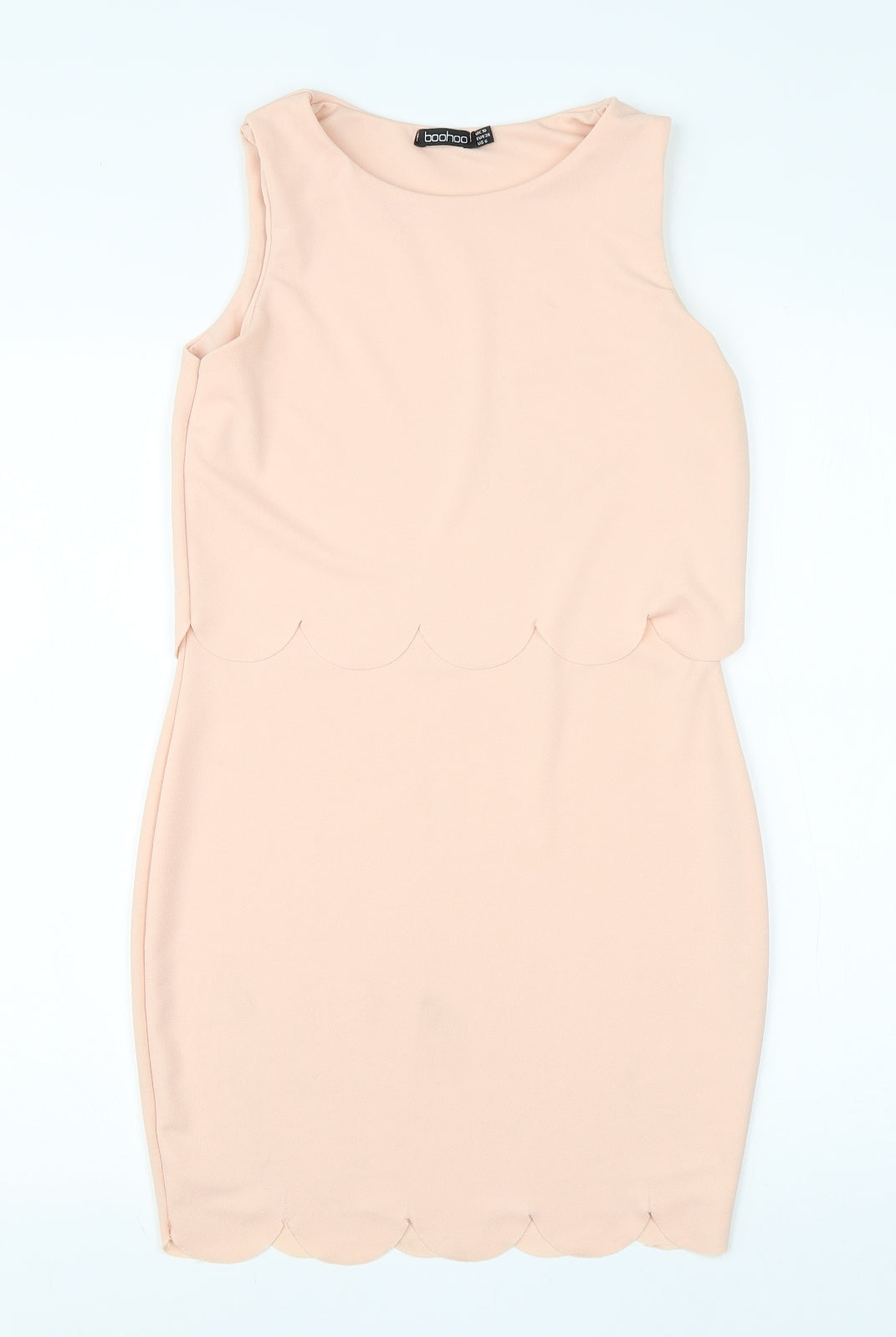 Boohoo Womens Pink  Polyester Pencil Dress  Size 10  Round Neck