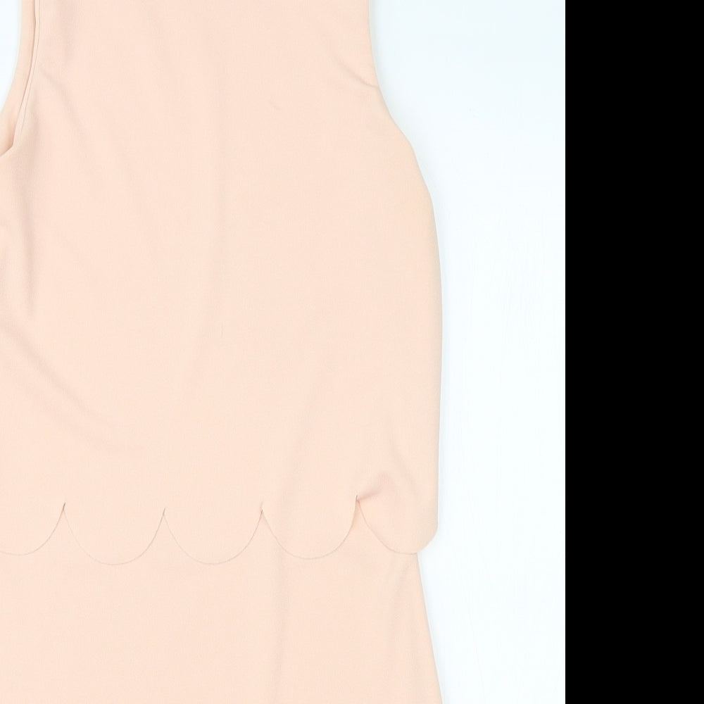 Boohoo Womens Pink  Polyester Pencil Dress  Size 10  Round Neck