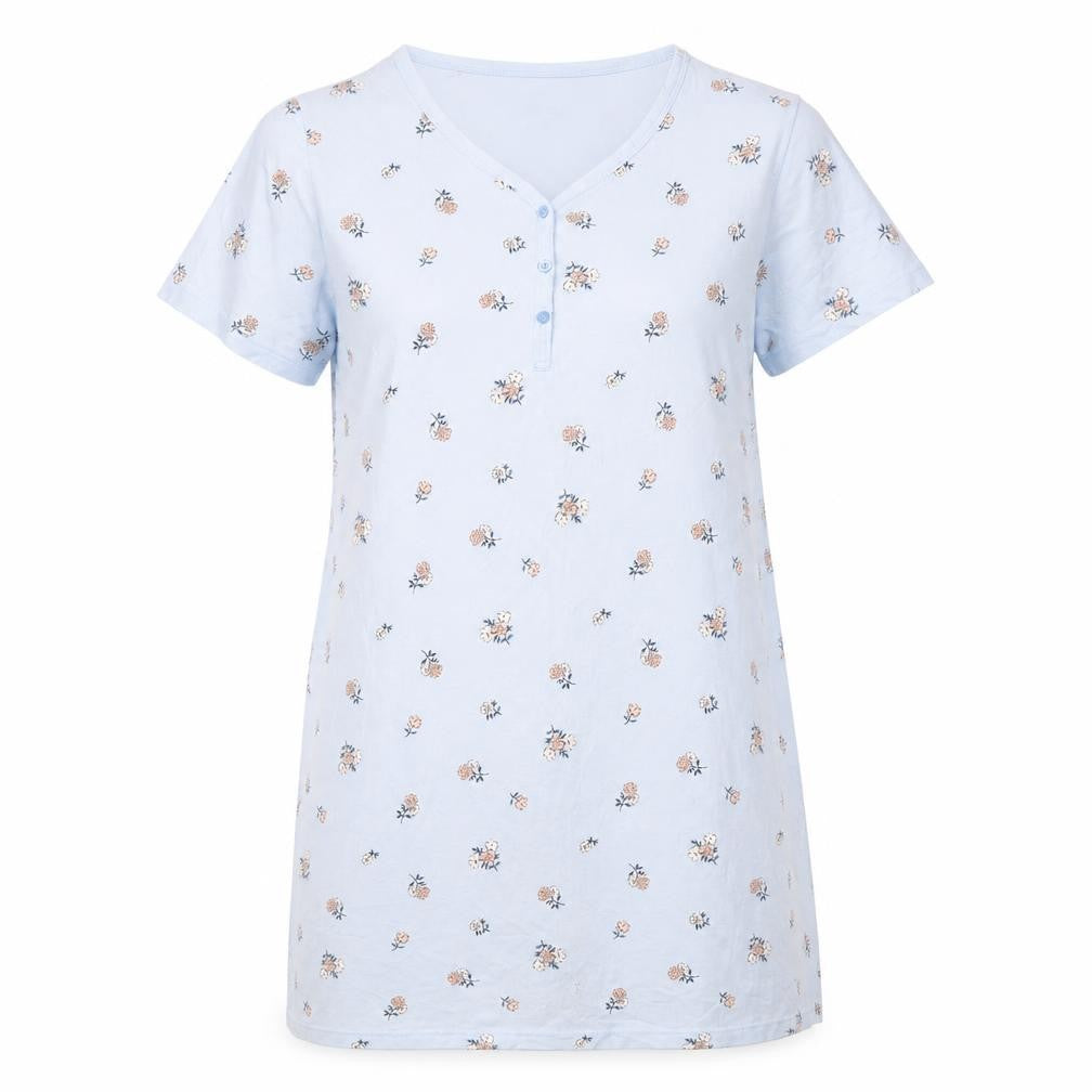 Front view of Primark women’s blue floral cotton dress, size S