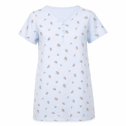 Front view of Primark women’s blue floral cotton dress, size S