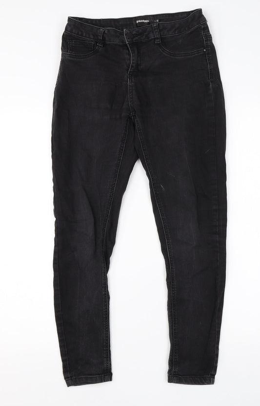 Golddigga Womens Black  Cotton Skinny Jeans Size 10 L24 in Regular