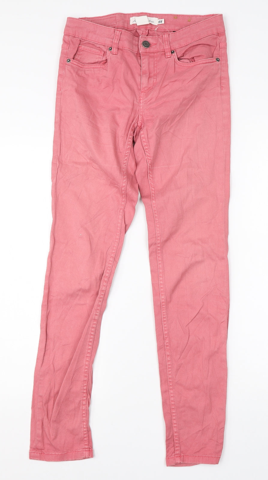 H&M Womens Pink  Cotton Skinny Jeans Size 8 L28 in Regular