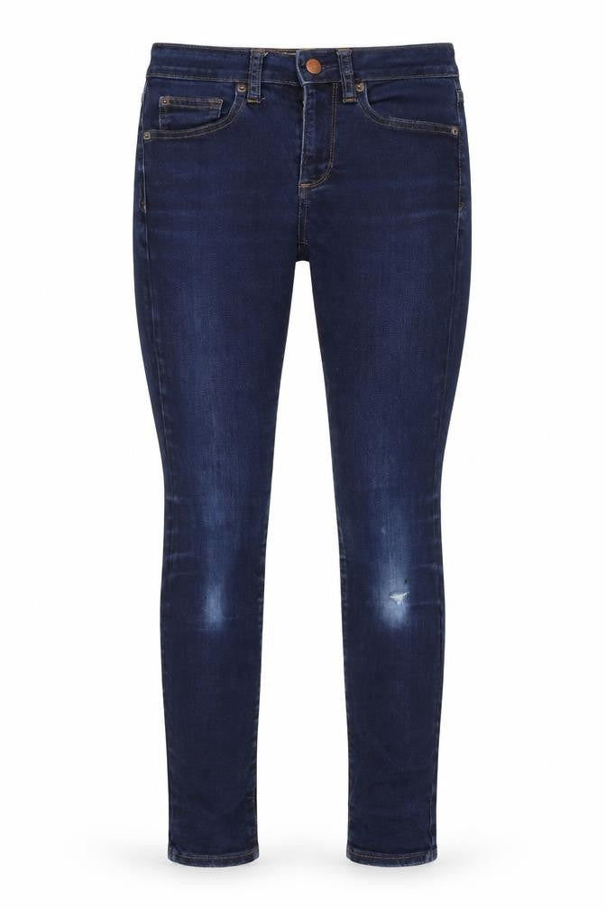 Front view of Gap women’s blue cotton skinny jeans, size UK 26, in, 28-inch leg regular