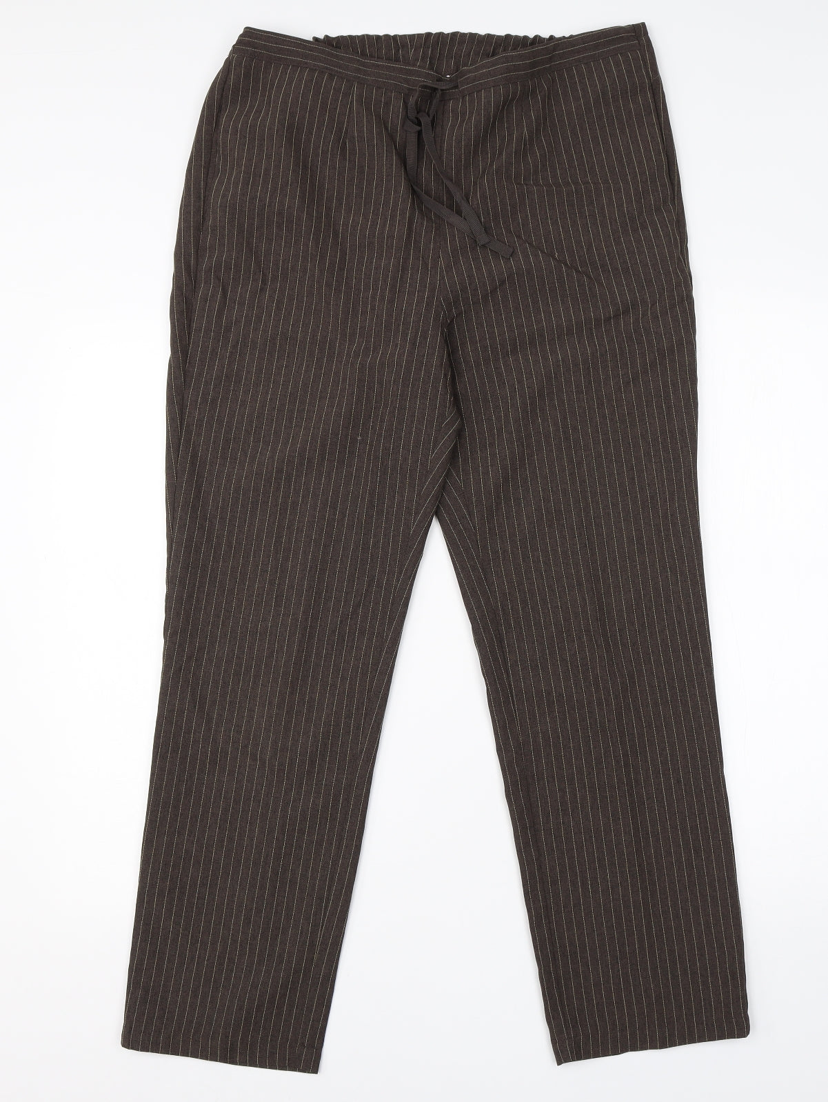 Daxon Womens Brown Striped Polyester Dress Pants Trousers Size 10 L28 in Regular