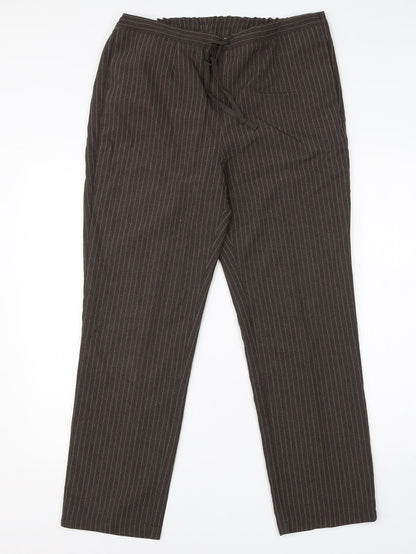 Daxon Womens Brown Striped Polyester Dress Pants Trousers Size 10 L28 in Regular