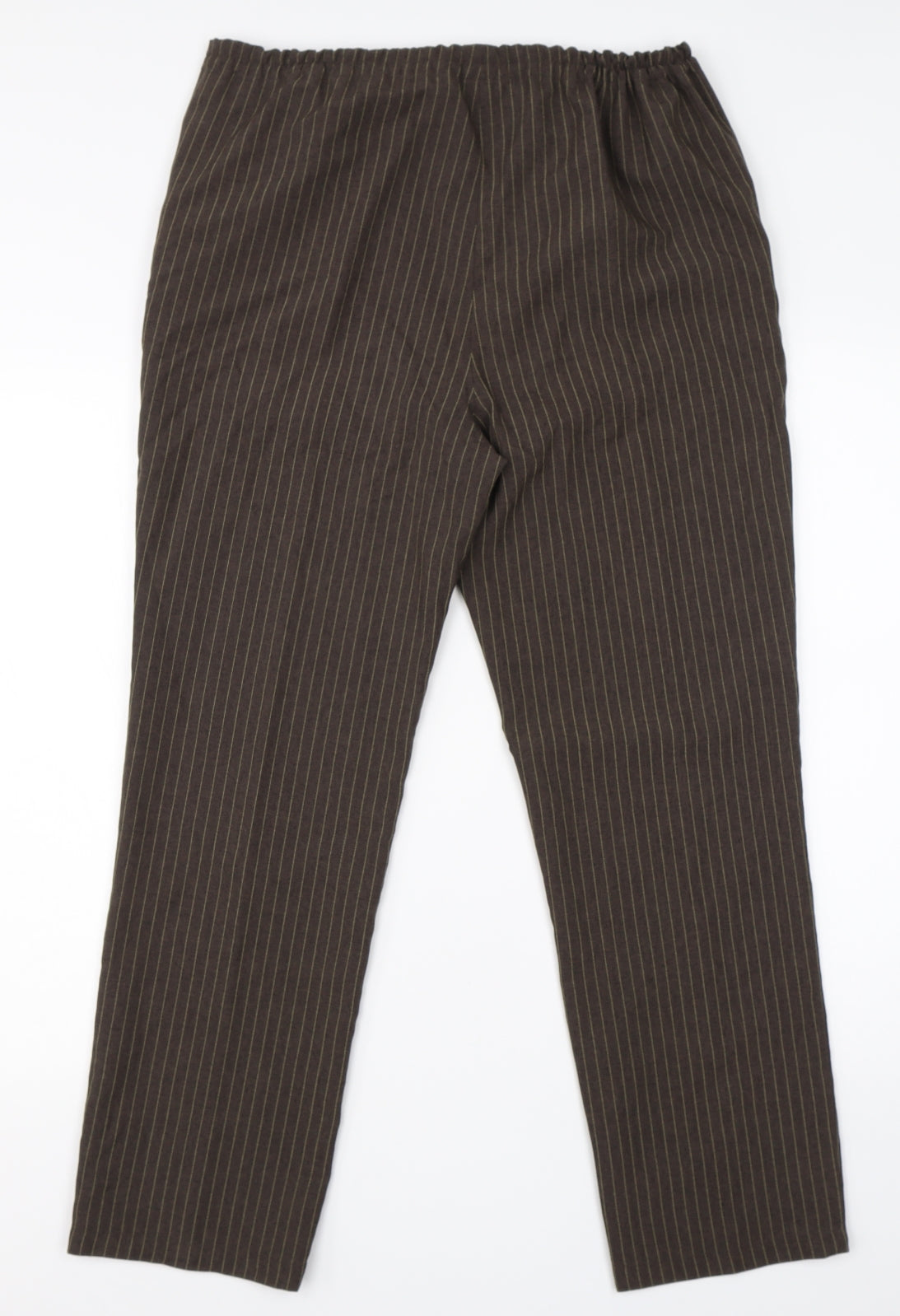 Daxon Womens Brown Striped Polyester Dress Pants Trousers Size 10 L28 in Regular