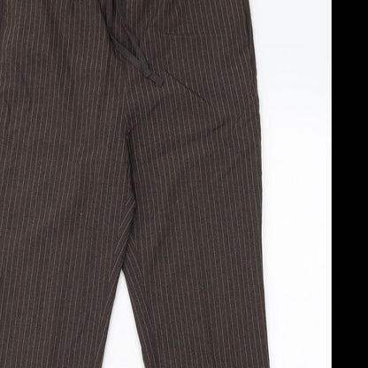 Daxon Womens Brown Striped Polyester Dress Pants Trousers Size 10 L28 in Regular