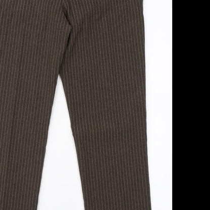 Daxon Womens Brown Striped Polyester Dress Pants Trousers Size 10 L28 in Regular