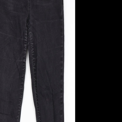 Crop Womens Black  Cotton Skinny Jeans Size 10 L26 in Regular