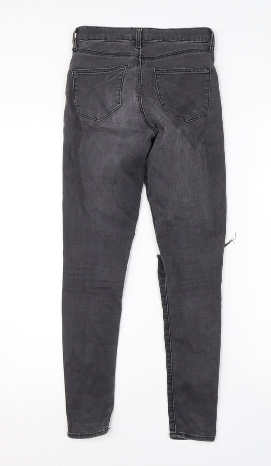 Topshop Womens Grey  Cotton Skinny Jeans Size 25 in L25 in Regular