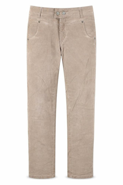 Front view of Dranella women’s brown cotton straight jeans, size UK 36, 30-inch leg slim