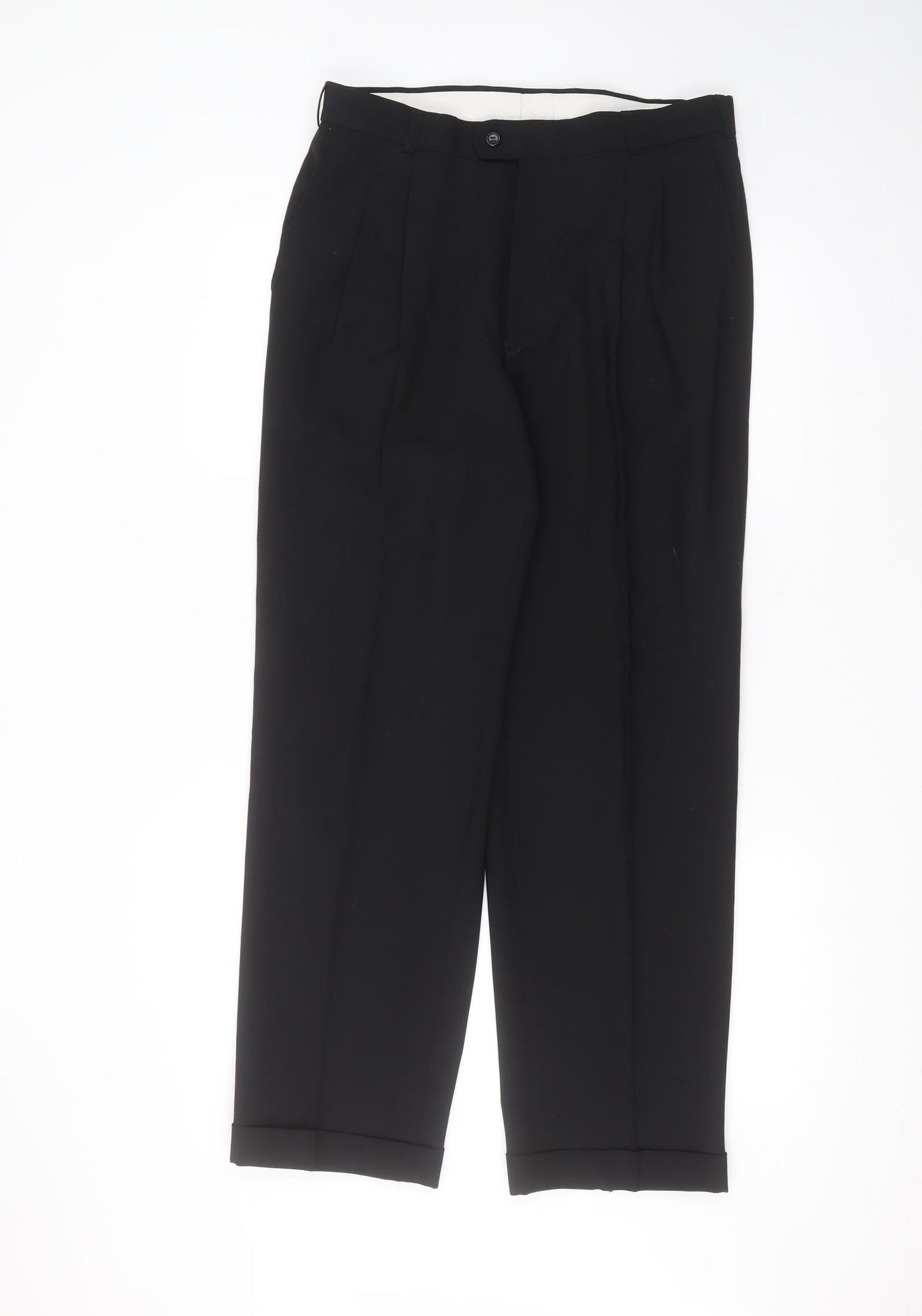 Burton Mens Black  Wool Trousers  Size 32 in L29 in Regular