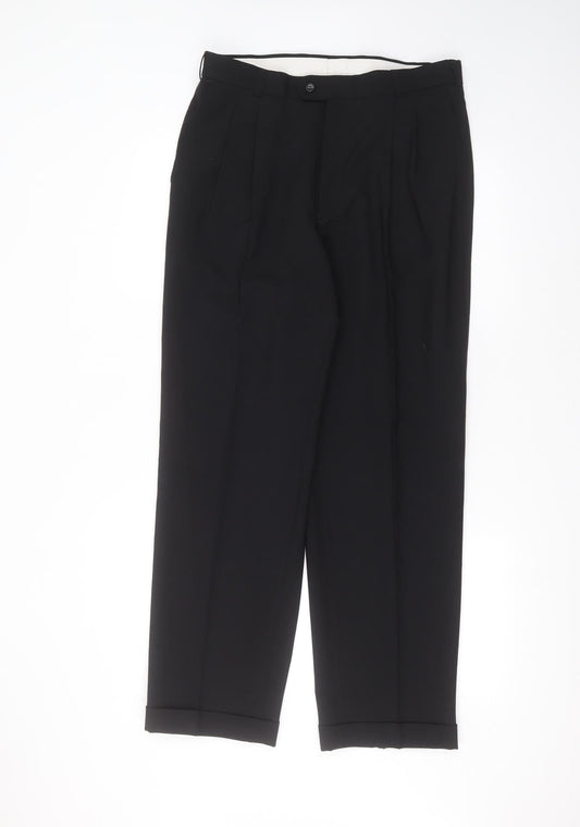Burton Mens Black  Wool Trousers  Size 32 in L29 in Regular