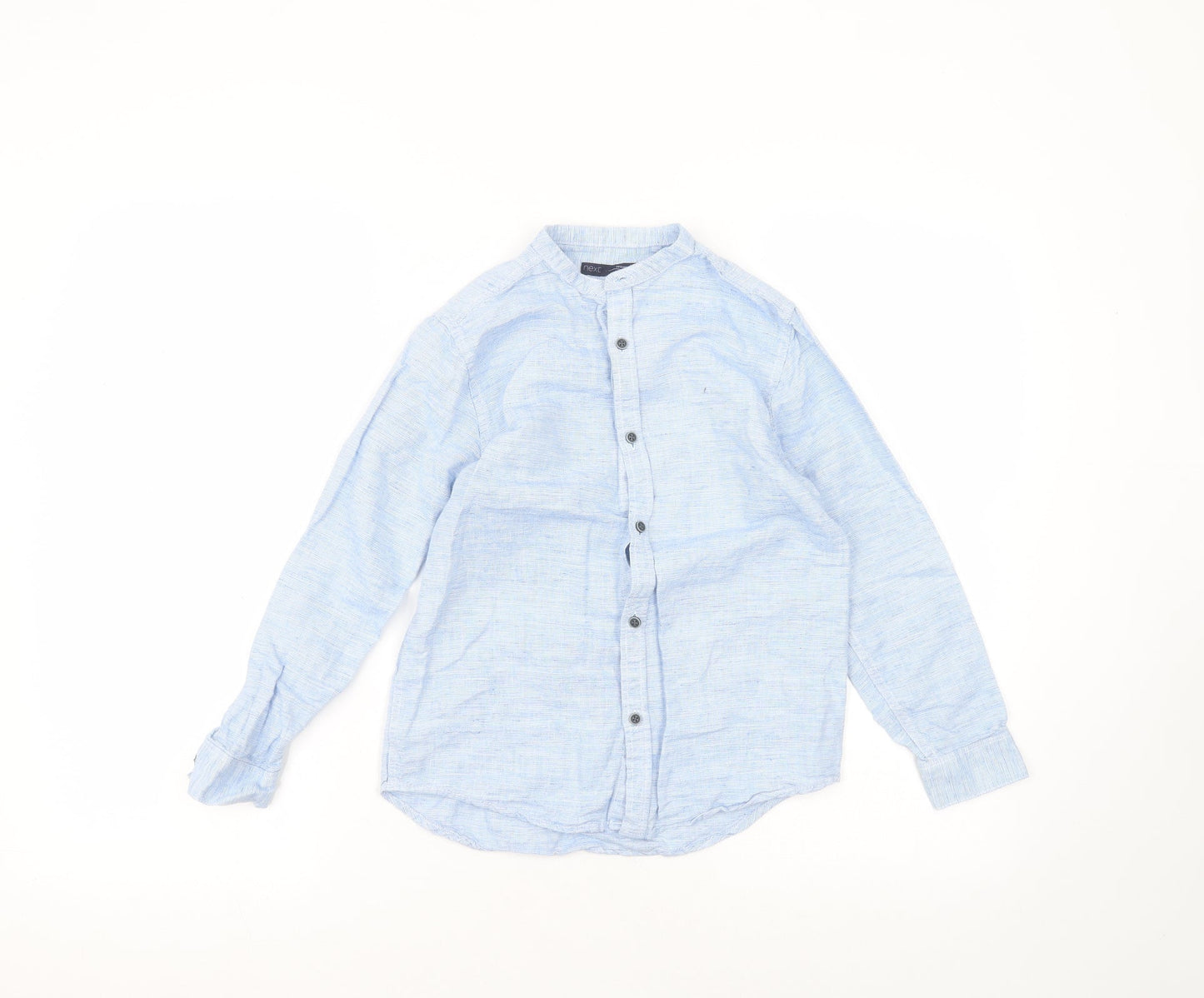 NEXT Boys Blue  Linen Basic Button-Up Size 9 Years Round Neck