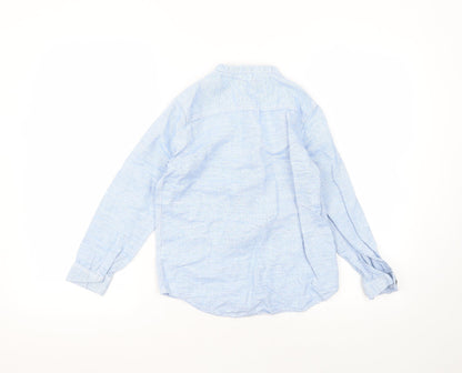 NEXT Boys Blue  Linen Basic Button-Up Size 9 Years Round Neck