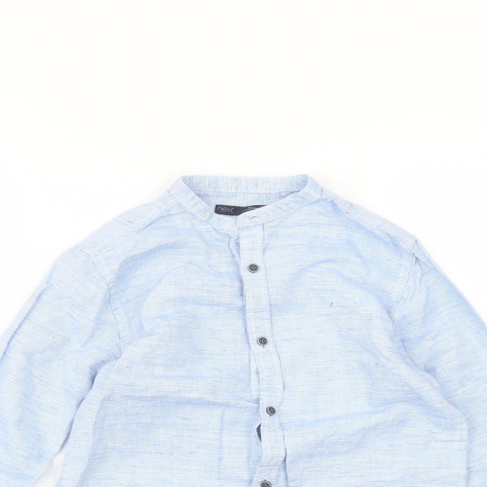 NEXT Boys Blue  Linen Basic Button-Up Size 9 Years Round Neck