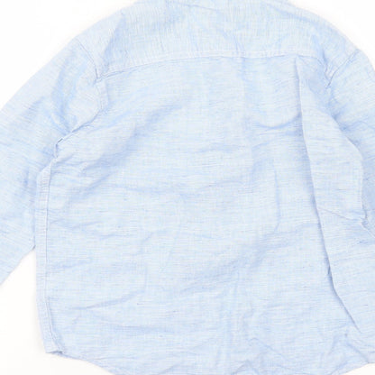 NEXT Boys Blue  Linen Basic Button-Up Size 9 Years Round Neck
