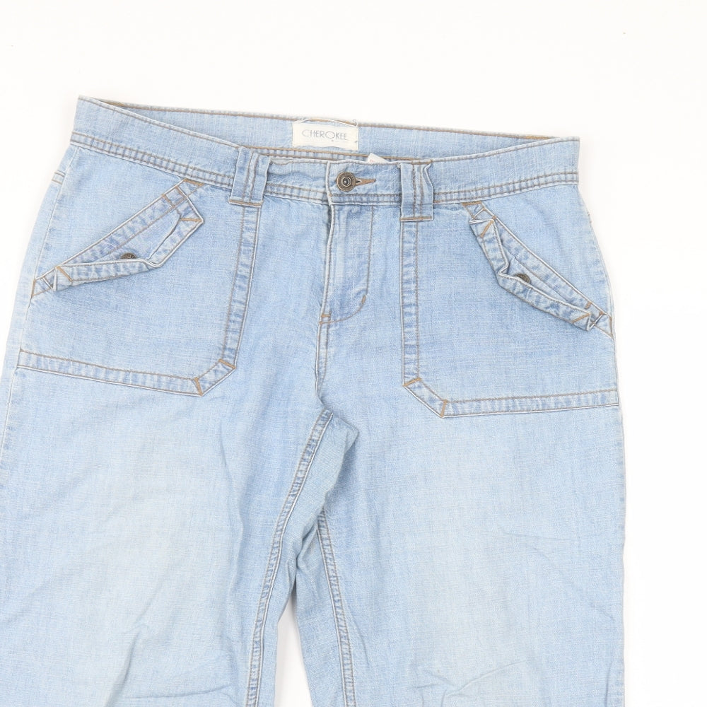 Cherokee Womens Blue  Cotton Straight Jeans Size 12 L20 in Regular