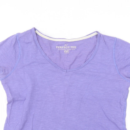 F&F Womens Purple  Cotton Basic T-Shirt Size 12 Round Neck