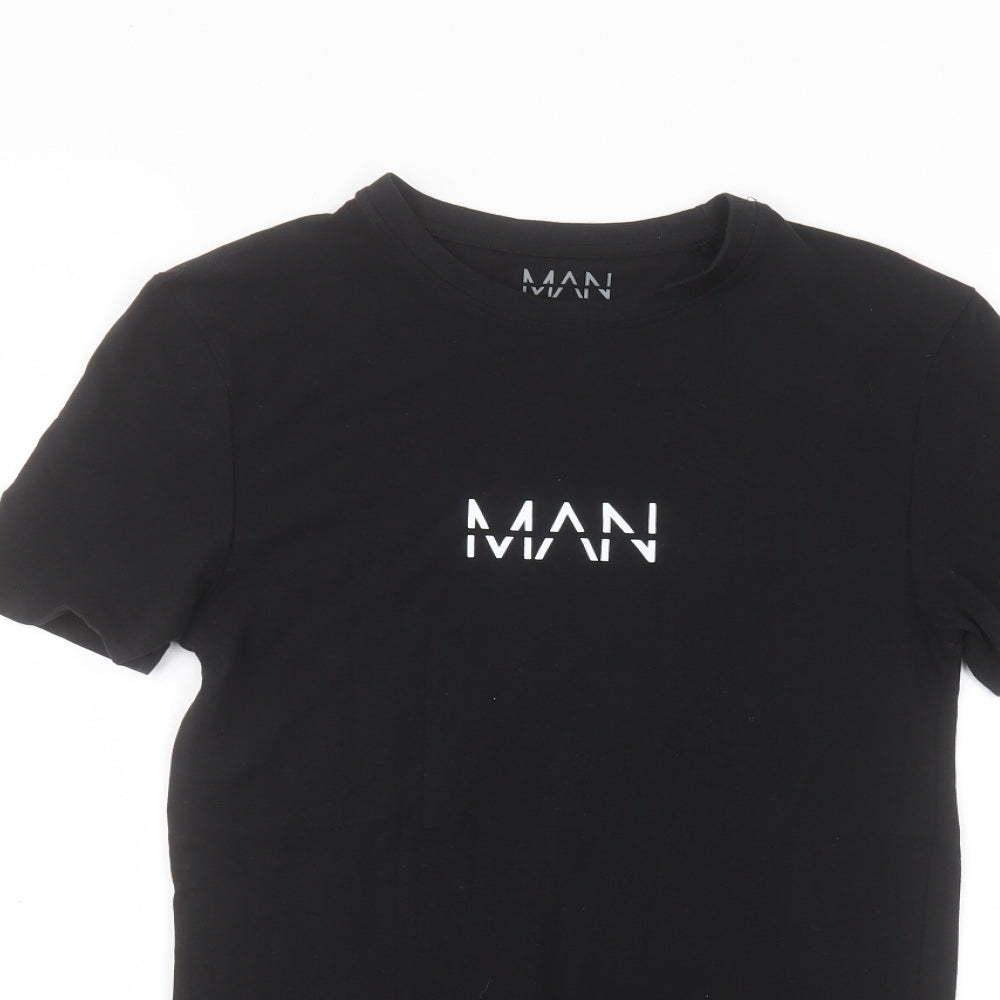 Boohoo Womens Black  Cotton Basic T-Shirt Size XS Round Neck