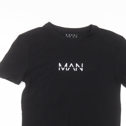 Boohoo Womens Black  Cotton Basic T-Shirt Size XS Round Neck